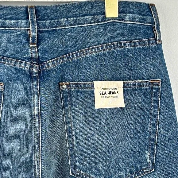 Outerknown SEA Jeans Womens Size 31 The Brook Wide-Leg Cropped High Waisted - Picture 6 of 10